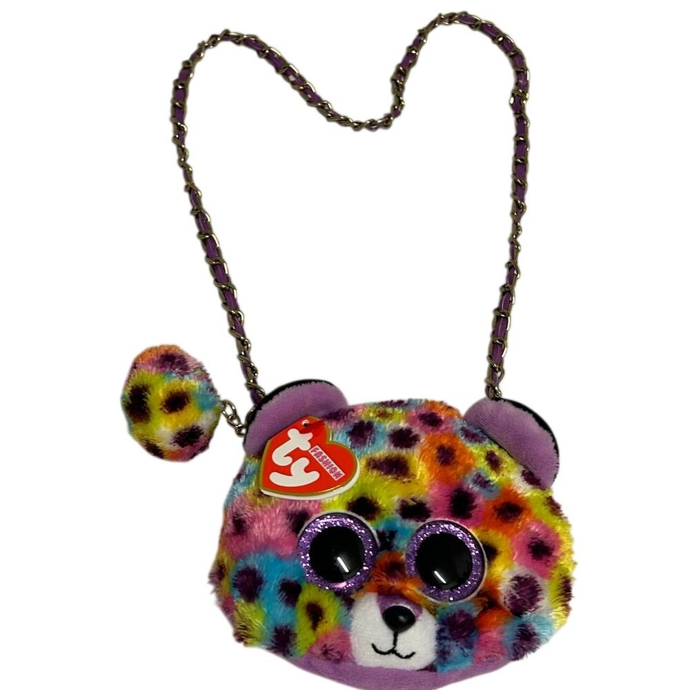 Ty Fashion Boos Giselle the rainbow leopard mini crossbody purse 6x5